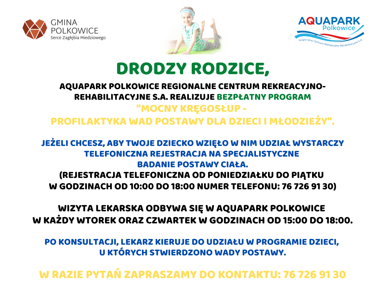 plakat program profilaktyczny ,,Zdrowy kręgosłup"
