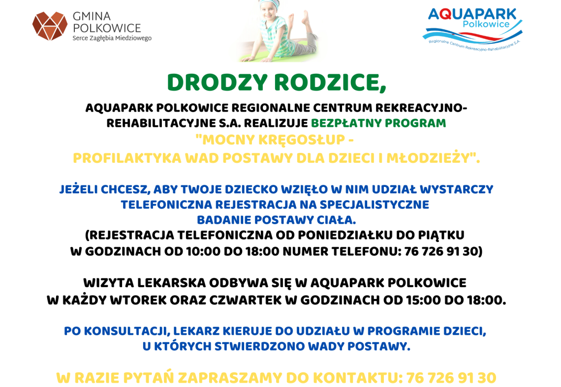 plakat program profilaktyczny ,,Zdrowy kręgosłup"
